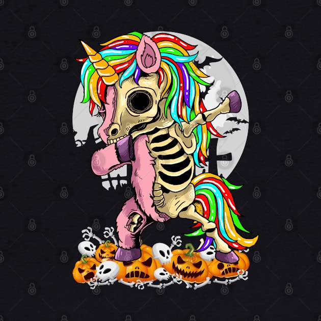 Unicorn Zombie Skeleton Dabbing Pumpkin Halloween Moon Girls Women by wonderws